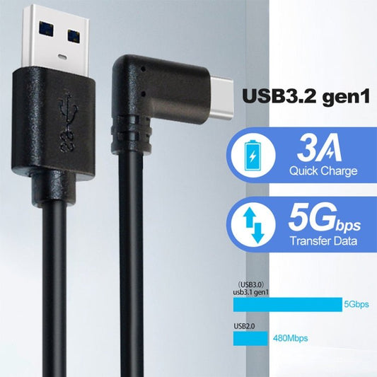 USB Male to USB 3.2 Gen1 Type - C Elbow VR Link Cable For Oculus Quest 1 / 2, 3m, 4m - ORIWHIZ