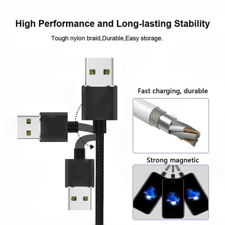 USB to Micro USB Magnetic Metal Connector Nylon Two - color Braided Magnetic Data Cable, Cable Length: 1m, Micro USB - ORIWHIZ