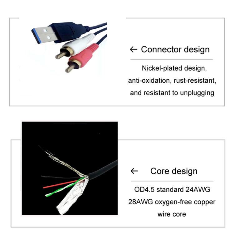 USB3.0+2RCA Car Waterproof Cable Motorcycle Panel Boat Instrumentation Wire, 2m - ORIWHIZCar Replacement PartsDIY CablesIn Car