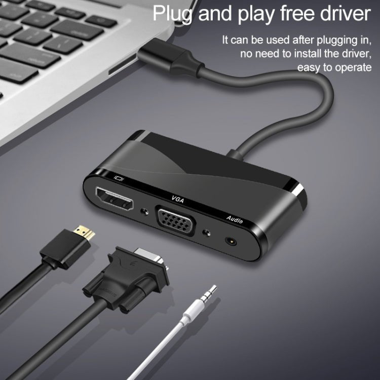V83 USB - C / Type - C to 4K HDMI / VGA + 3.5mm Audio + USB Multi - function Adapter - ORIWHIZ