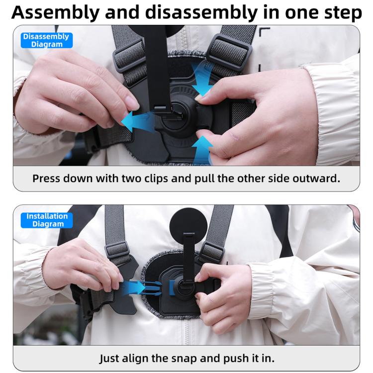 Vest - style Photography Chest Strap Body Mount Belt with Mount & Screw, 5 in 1, 6 in 1 Magnetic Base, 5 in 1 Magnetic Ring Base, 6 in 1 Magnetic Ring Base - ORIWHIZChest BeltDJI & Insta360 AccessoriesUniversal Chest & Head Belt