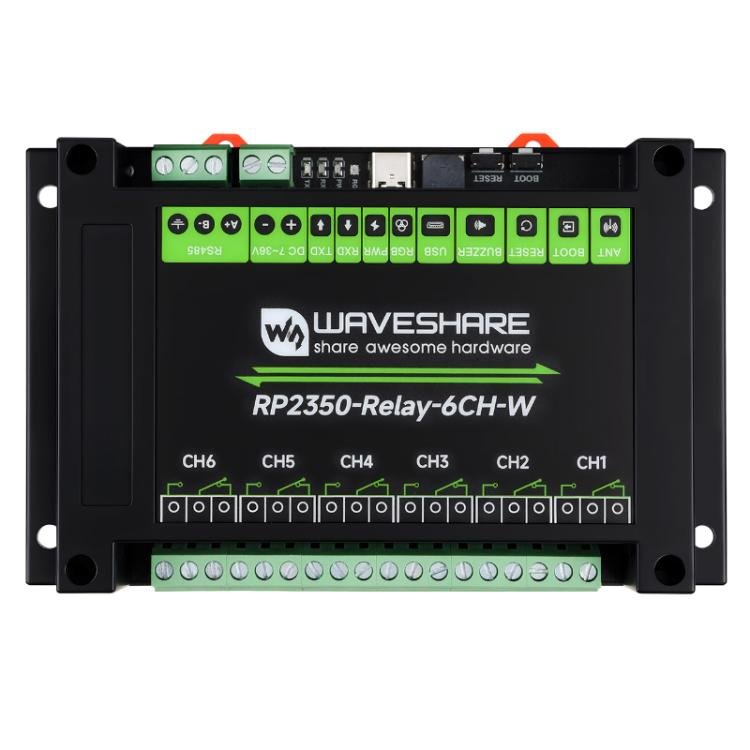 WAVESHARE RP2350 Industrial Control Board 6 - Channel Relay Module, Based On RP2350 Microcontroller, Supports Wxternal Interfaces RS485 And Pico, With Wi - Fi Module - ORIWHIZArduino & SCM SuppliesConsumer ElectronicsRelay Module