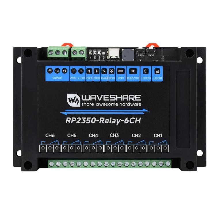 WAVESHARE RP2350 Industrial Control Board 6 - Channel Relay Module, Based On RP2350 Microcontroller, Supports Wxternal Interfaces RS485 And Pico, Without Wi - Fi Module - ORIWHIZArduino & SCM SuppliesConsumer ElectronicsRelay Module