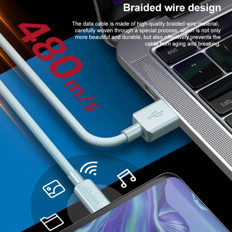 WEKOME WDC - 03 Tidal Energy Series 3A USB to Micro USB Braided Data Cable, Length: 1m, USB to Micro USB - ORIWHIZ