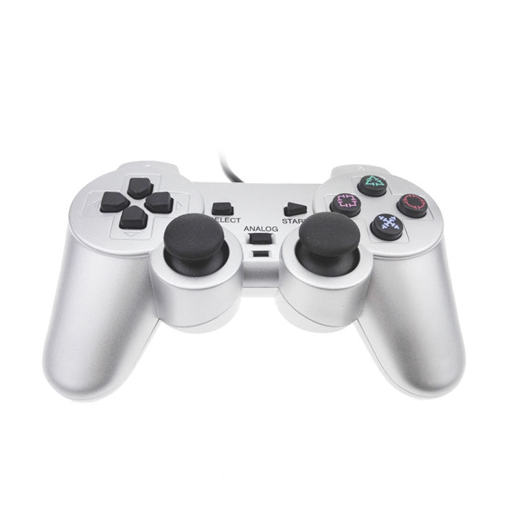 Wired Gamepad Dual Motor Vibration Silver Fuel Injection Gamepad Suitable For PS2, For PS2 - ORIWHIZSony AccessoriesSony Accessories GamepadsToys & Hobbies