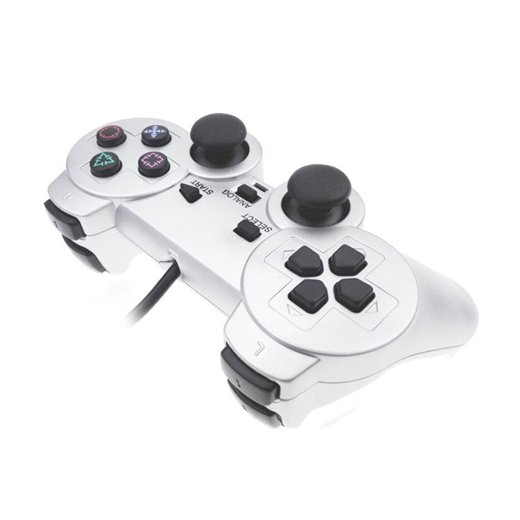 Wired Gamepad Dual Motor Vibration Silver Fuel Injection Gamepad Suitable For PS2, For PS2 - ORIWHIZSony AccessoriesSony Accessories GamepadsToys & Hobbies