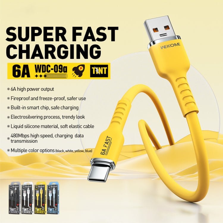 WK WDC - 09a 6A USB to USB - C/Type - C Silicone Data Cable, Length: 1.2m, WDC - 09a - ORIWHIZ