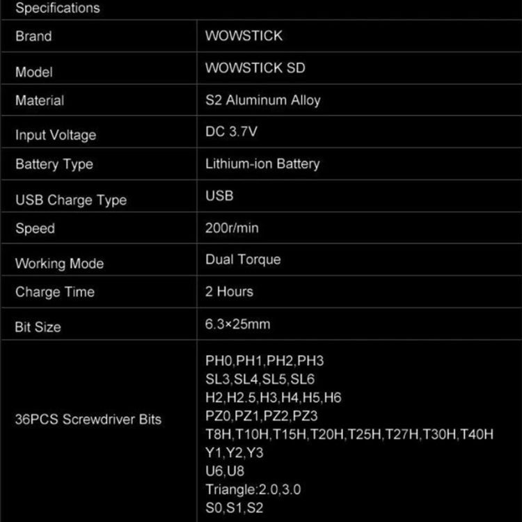 WOWSTICK SD 36 in 1 Dual Power Lithium Electric Screwdriver With LED Lights, Wowstick SD - ORIWHIZ