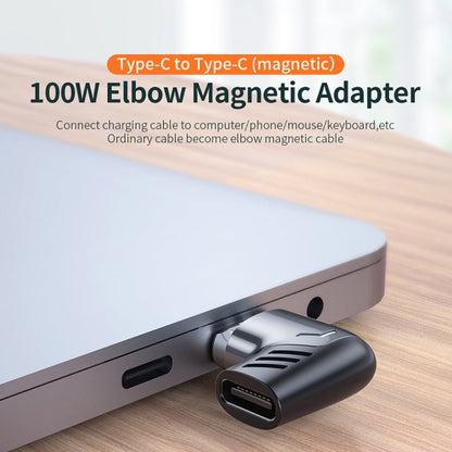 X20 100W PD USB - C / Type - C Female to USB - C / Type - C Elbow Magnetic Charging Adapter - ORIWHIZ