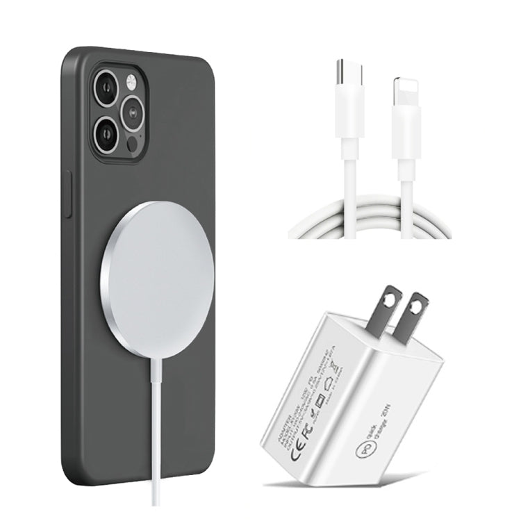 XJ - 32 3 in 1 15W Magnetic Suction Wreless Charging + PD 20W USB - C / Type - C Travel Charging + USB - C / Type - C to 8 Pin Fast Charging Cable for iPhone Series, US Plug, EU Plug, UK Plug - ORIWHIZ