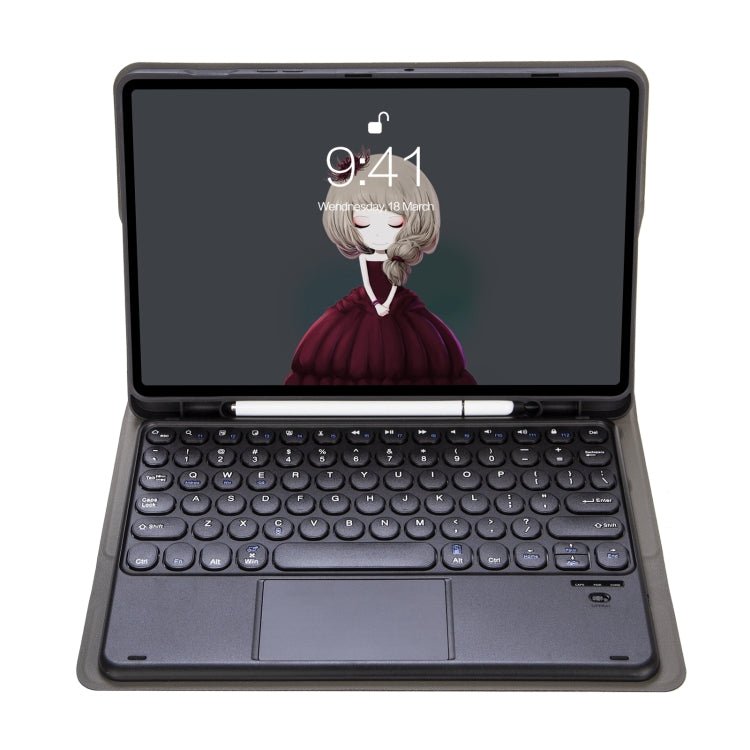 YA098B - A Detachable Lambskin Texture Round Keycap Bluetooth Keyboard Leather Case with Touch Control & Pen Slot & Stand, For iPad Air 5 / 4 10.9 inch 2020 / Pro 11 inch 2020 / 2018, For iPad 10.2 (2020) & (2019) / Air 3 10.5 inch / Pro 10.5 inch�������... - ORIWHIZApple AccessoriesiPad KeyboardiPad Keyboard Universal