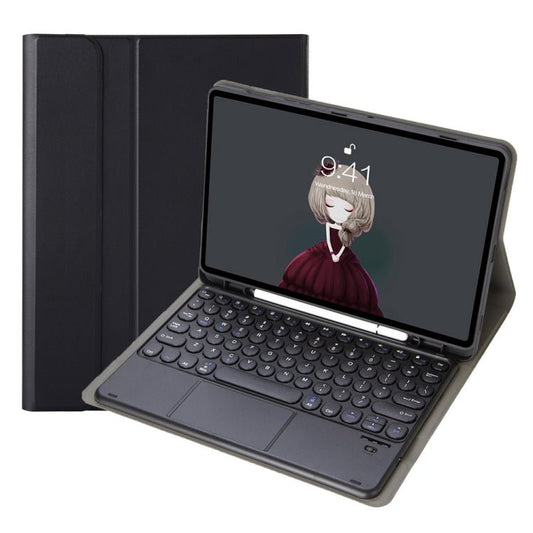 YA098B - A Detachable Lambskin Texture Round Keycap Bluetooth Keyboard Leather Case with Touch Control & Pen Slot & Stand, For iPad Air 5 / 4 10.9 inch 2020 / Pro 11 inch 2020 / 2018, For iPad 10.2 (2020) & (2019) / Air 3 10.5 inch / Pro 10.5 inch
