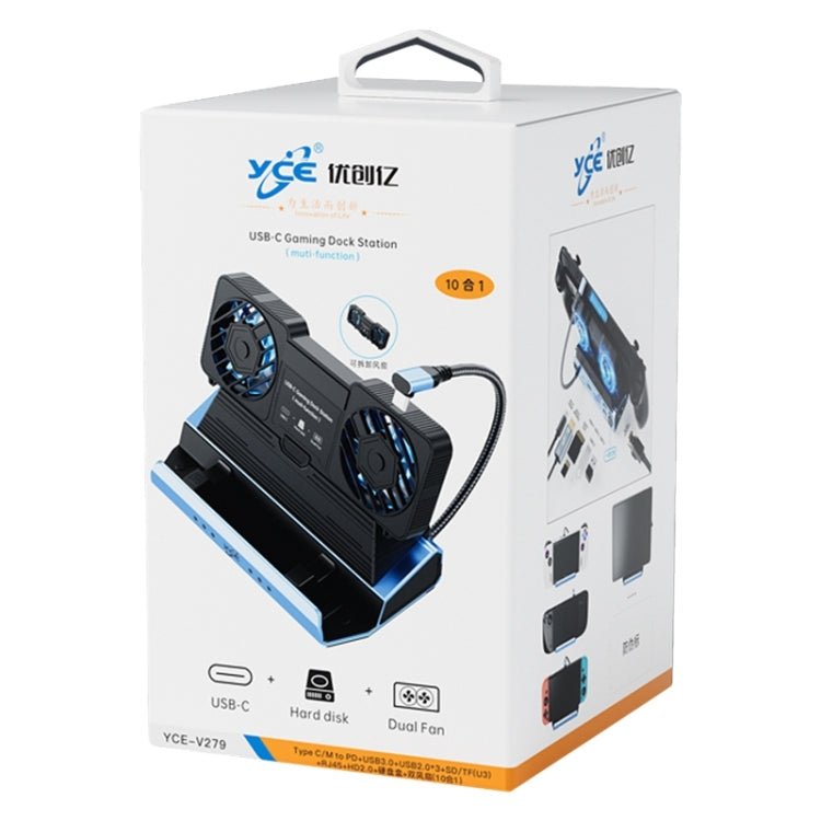 YCE - V279 10 in 1 USB - C Gaming Dock Station Hard Disk Enclosure with Detachable Fan, 10 in 1 - ORIWHIZSteam Deck AccessoriesSteam Deck Accessories Other AccessoriesToys & Hobbies