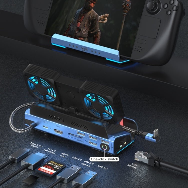 YCE - V279 10 in 1 USB - C Gaming Dock Station Hard Disk Enclosure with Detachable Fan, 10 in 1 - ORIWHIZSteam Deck AccessoriesSteam Deck Accessories Other AccessoriesToys & Hobbies