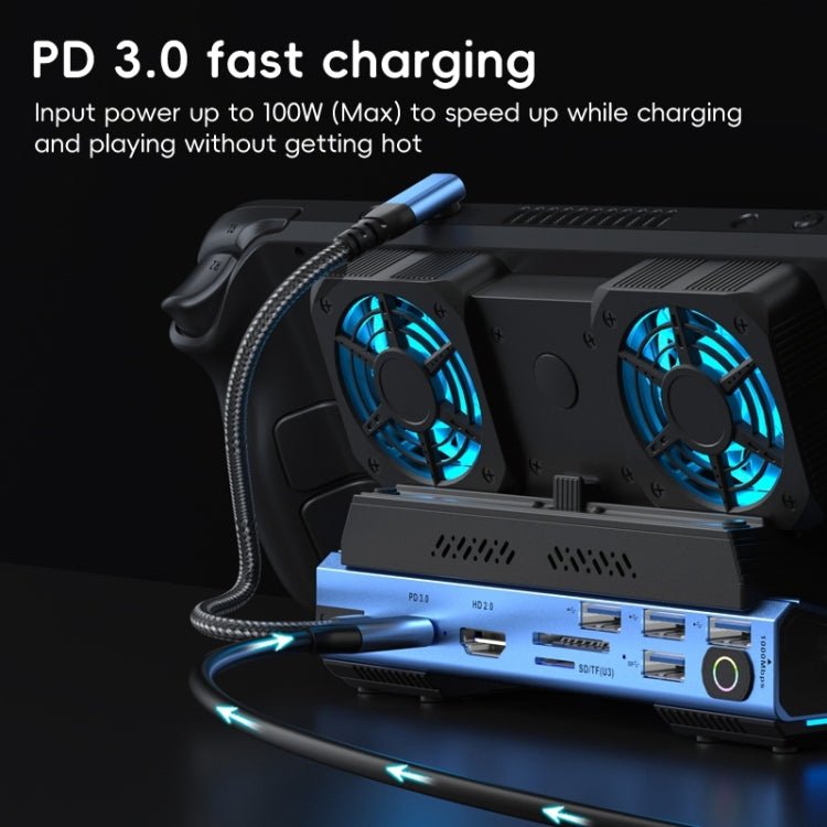 YCE - V279A 9 in 1 USB - C Gaming Dock Station with Detachable Fan, 9 in 1 - ORIWHIZSteam Deck AccessoriesSteam Deck Accessories Other AccessoriesToys & Hobbies