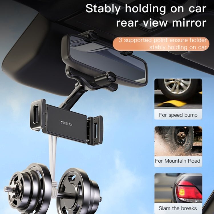 Yesido C196 Car Rearview Mirror Using Phone Holder, C196 - ORIWHIZ