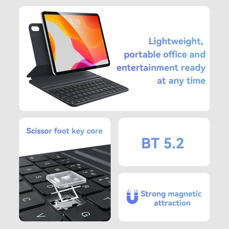 Yesido Dual - sided Clip Magnetic Keyboard Leather Case, For iPad Pro 11 2022 / Air 10.9 2022, For iPad 10th Gen 10.9 2022 - ORIWHIZApple AccessoriesiPad KeyboardiPad Keyboard For iPad Pro