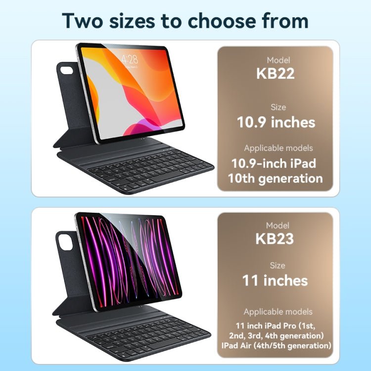 Yesido Dual - sided Clip Magnetic Keyboard Leather Case, For iPad Pro 11 2022 / Air 10.9 2022, For iPad 10th Gen 10.9 2022 - ORIWHIZApple AccessoriesiPad KeyboardiPad Keyboard For iPad Pro