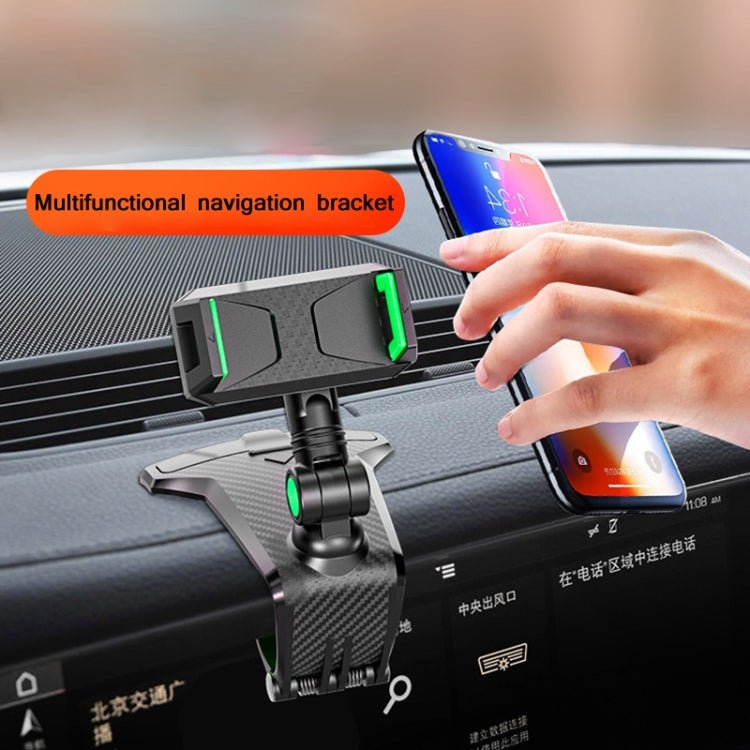 YF011 Car Central Control Instrument Panel Mobile Phone Bracket With Number Plate, Black Gray, Black Green - ORIWHIZ