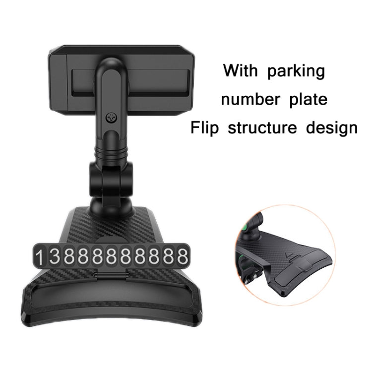 YF011 Car Central Control Instrument Panel Mobile Phone Bracket With Number Plate, Black Gray, Black Green - ORIWHIZ