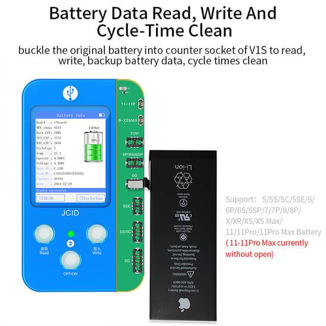 JC V1S for iPhone 7 8 8P X Photosensitive Original Color Touch shock Battery Fingerprint SN Programmer for Matrix X-11 PRO MAX - ORIWHIZ