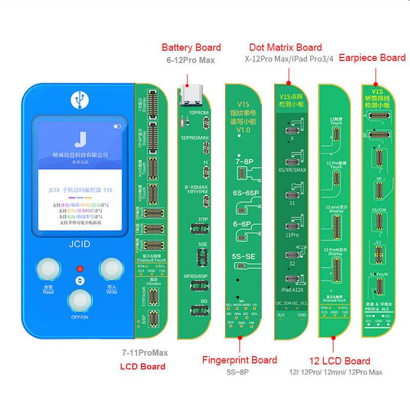 JC V1S Programmer True Tone Repair for iPhone 7 8 X XR XS MAX 11 Pro Max 12 Original Color Touch Shock Battery Fingerprint SN Reader - ORIWHIZ