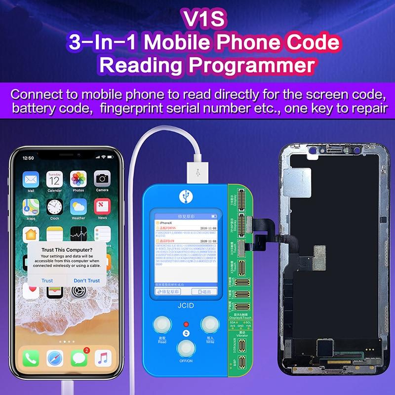 JC V1S Programmer True Tone Repair for iPhone 7 8 X XR XS MAX 11 Pro Max Original Color Touch Shock Battery Fingerprint SN Read - Oriwhiz Replace Parts