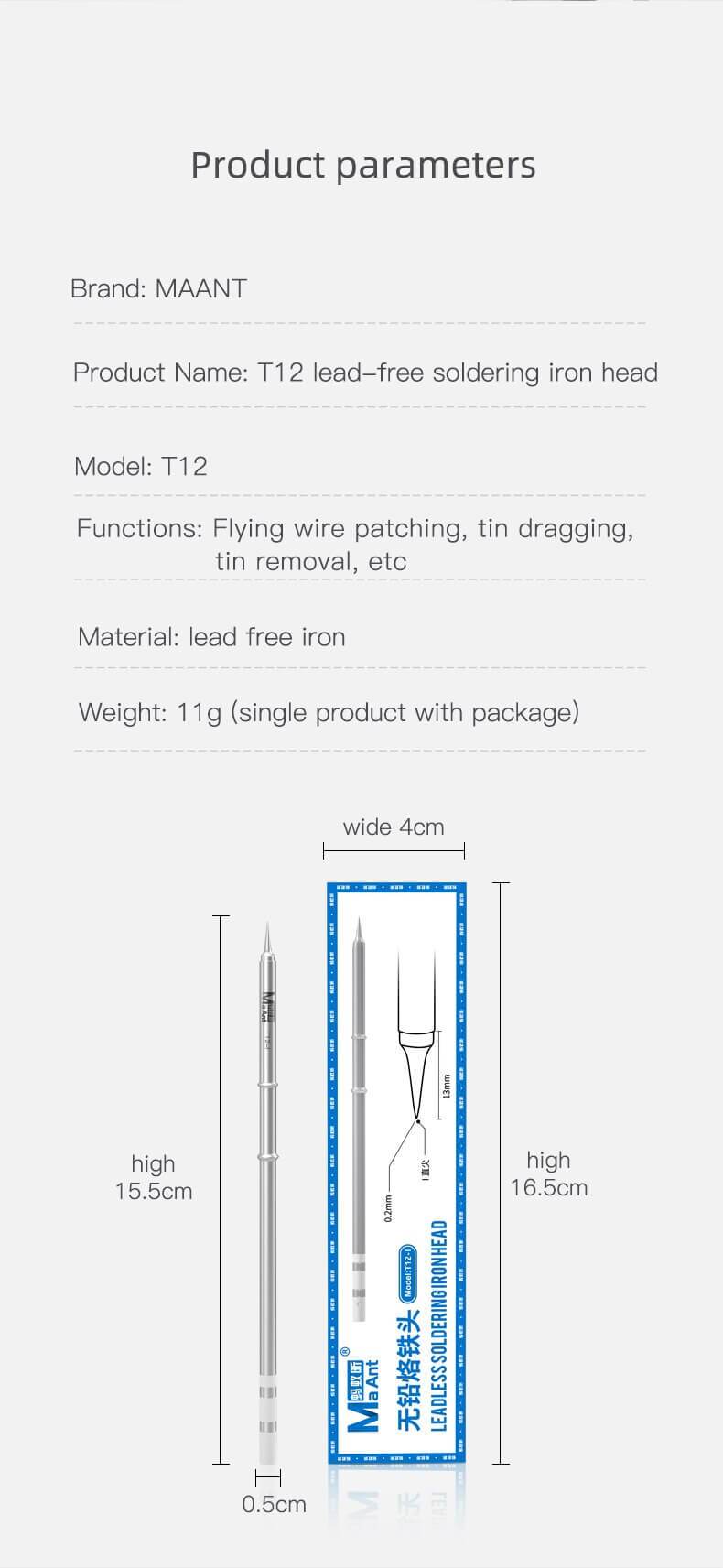 MAAnt Long Life Lead-Free T12 Heating Element Soldering Tips With Heater Core For T12 Soldering Station Replacement - ORIWHIZ