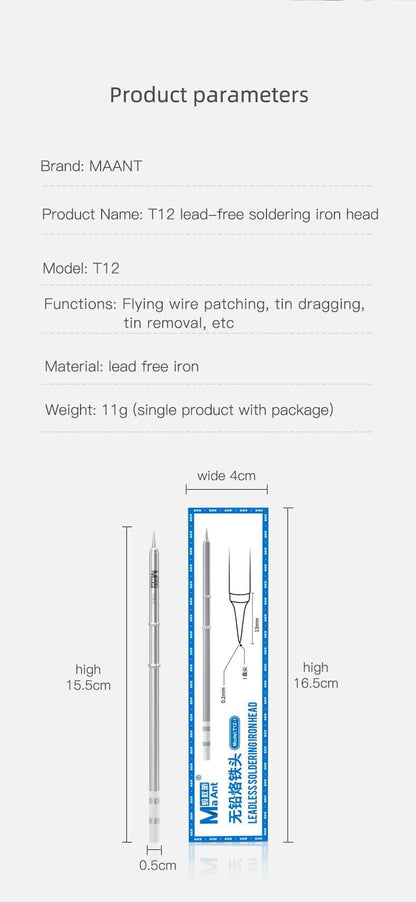 MAAnt Long Life Lead-Free T12 Heating Element Soldering Tips With Heater Core For T12 Soldering Station Replacement - ORIWHIZ