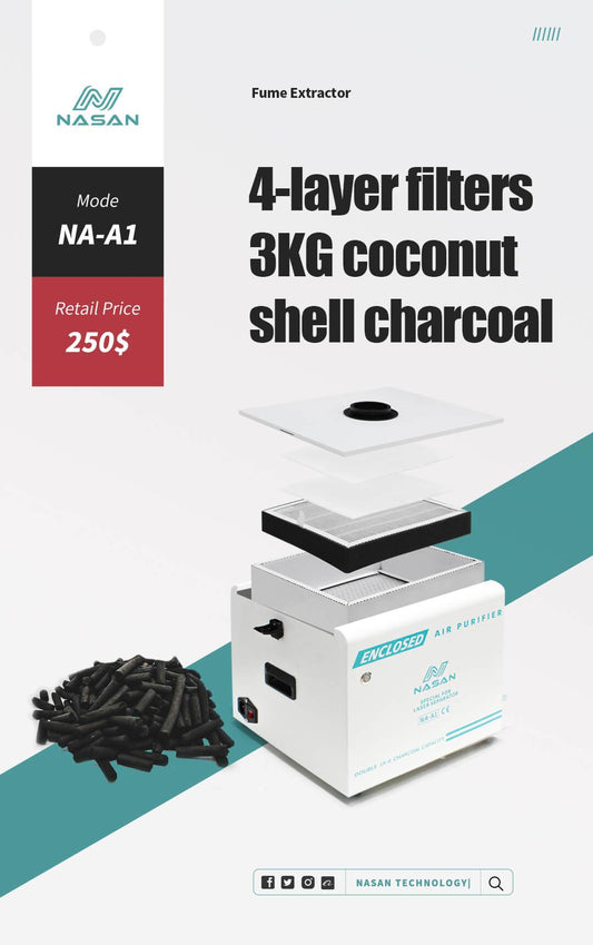 NASAN NA-A1 Smoke Purifying filter system with Acrylic box for laser machine workshop soldering smoke clean room - ORIWHIZ