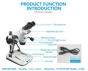Newest binocular SUNSHINE SZM1490-B8SL 14X-90X continuous zoom stereo microscope for zoom in electronic components cpu reapir - ORIWHIZ