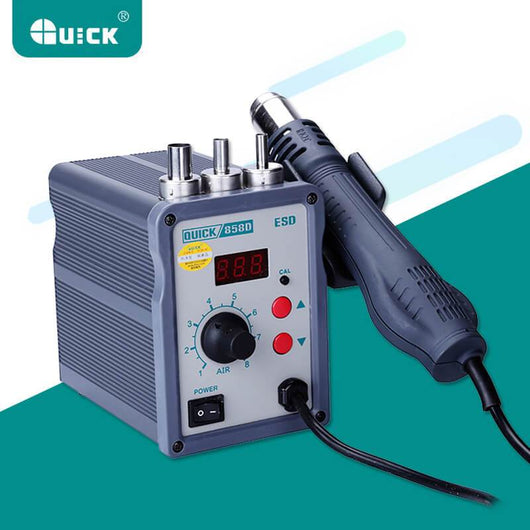 QUICK 858D 110V/220V LED Digital ESD Rework Station Adjustable Hot Air Heat Gun 700W Air Soldering Station - ORIWHIZ