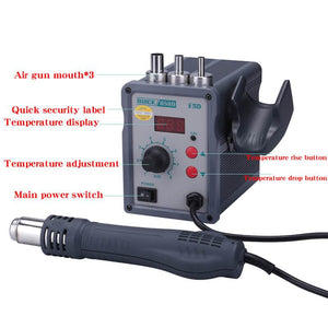 QUICK 858D 110V/220V LED Digital ESD Rework Station Adjustable Hot Air Heat Gun 700W Air Soldering Station - ORIWHIZ