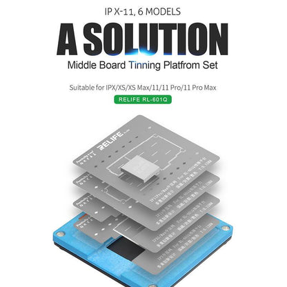 Relife RL-601Q BGA Reballing Stencil For Iphone X XS XSMAX 11 11PRO PROMAX Middle Layer - ORIWHIZ