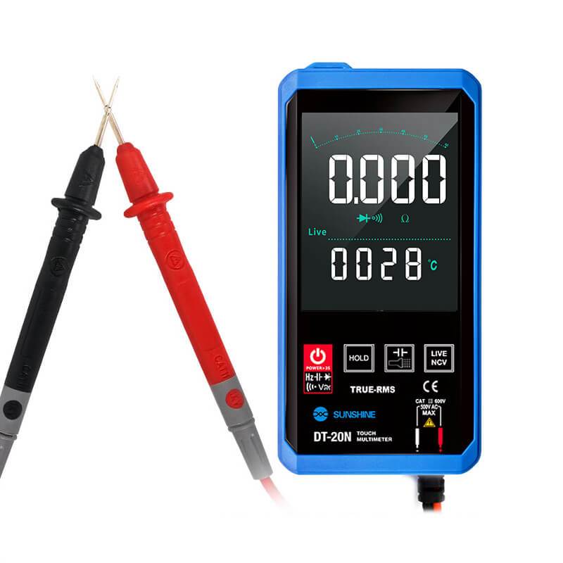 Multímetro digital SUNSHINE DT-20N, totalmente automático, de alta precisión, con pantalla táctil a color, medición de voltaje CA/CC, corriente y resistencia - ORIWHIZ