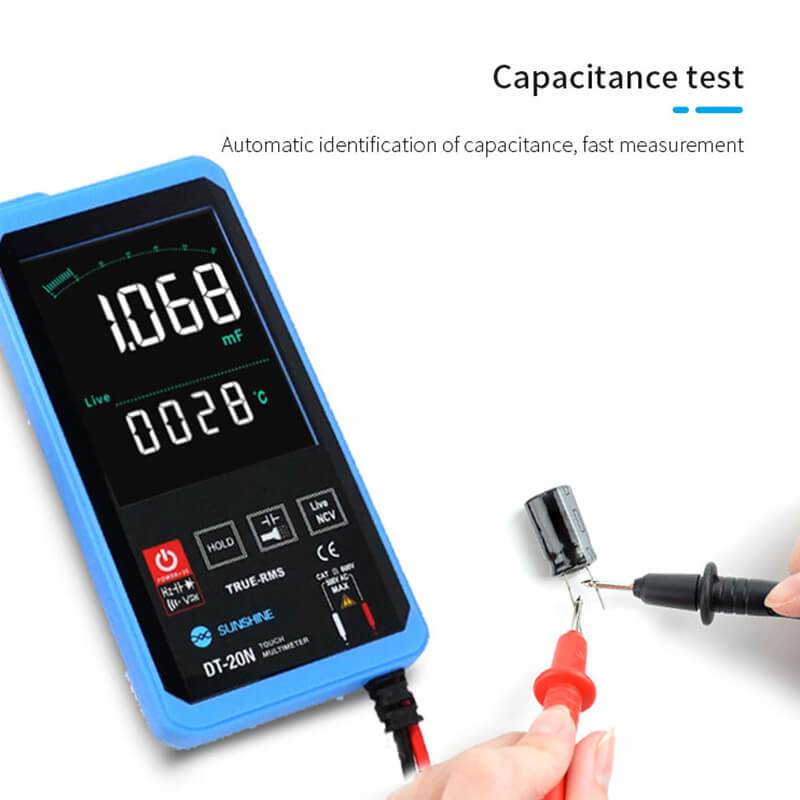 Multímetro digital SUNSHINE DT-20N, totalmente automático, de alta precisión, con pantalla táctil a color, medición de voltaje CA/CC, corriente y resistencia - ORIWHIZ