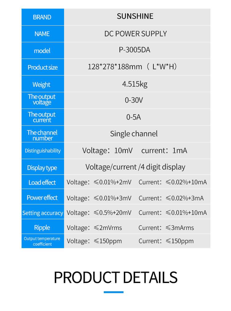 SUNSHINE P-3005DA Regulated Lab bench Power Supply Adjustable 30V 10A Voltage Regulator Stabilizer Switching Bench Source Lab - ORIWHIZ