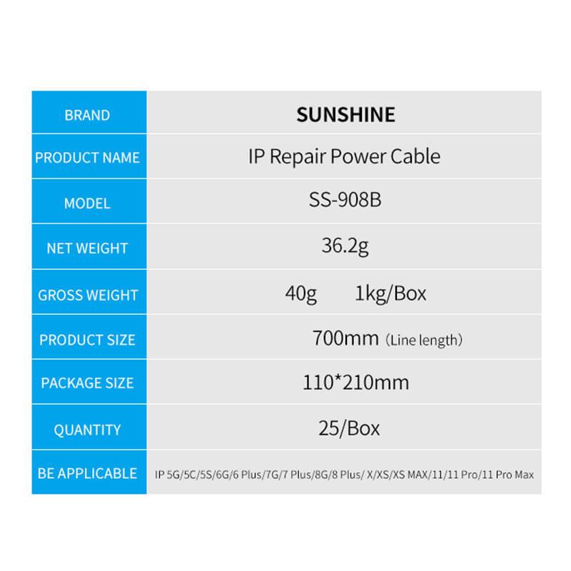 SUNSHINE power cable SS-908B 905F for iphone Android Power cord for phone repair tools - ORIWHIZ