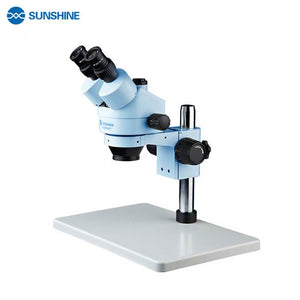 SUNSHINE SZM45T-B3 Microscope 7X-45X with Base Table Pillar Stand Zoom Trinocular Stereo Microscopio For Mobile Phone Repair - ORIWHIZ