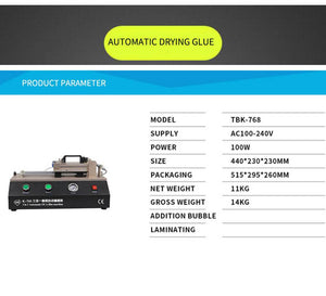 TBK-768 Newest 3 in 1 Automatic Curved Touch Screen OCA Film Laminating Machine for Curved Screen - ORIWHIZ