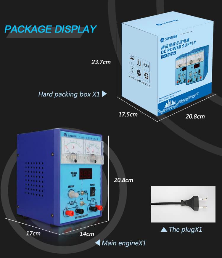 Voltage Current measuring instrument Sunshine P-1502TN DC power supply 50V 2A adjustable For mobile phone repair - ORIWHIZ